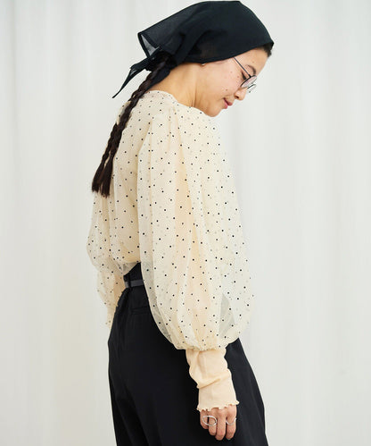Sale- Fig London Polka Ivory See-through Top