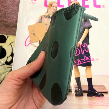 Kanmi Polka Leather Pouch, Coins Bag, 2 Colors, made in Japan *New Colors