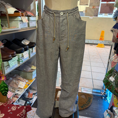 VM Linen Slim Cut Striped Pants, size 3, made in Japan