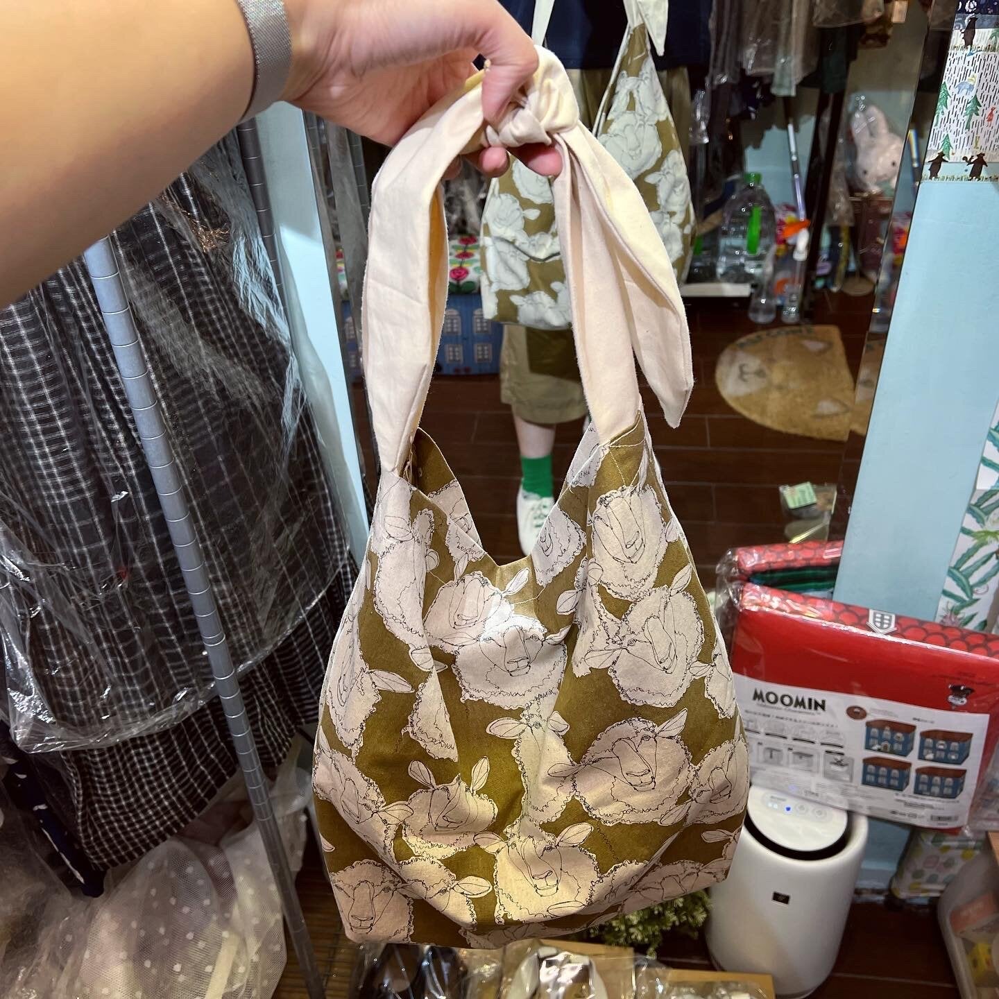 Handmade Sheep Brown Ribbon Bag, fabric from Japan