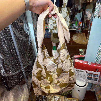 Handmade Sheep Brown Ribbon Bag, fabric from Japan