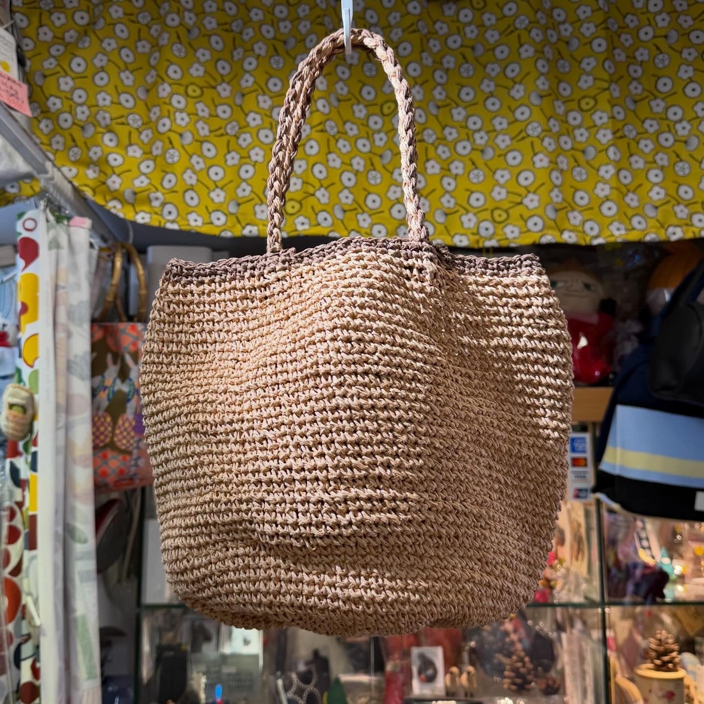 Ema Kuam Brown Polka Straw Bucket Bag, Handmade in Nepal