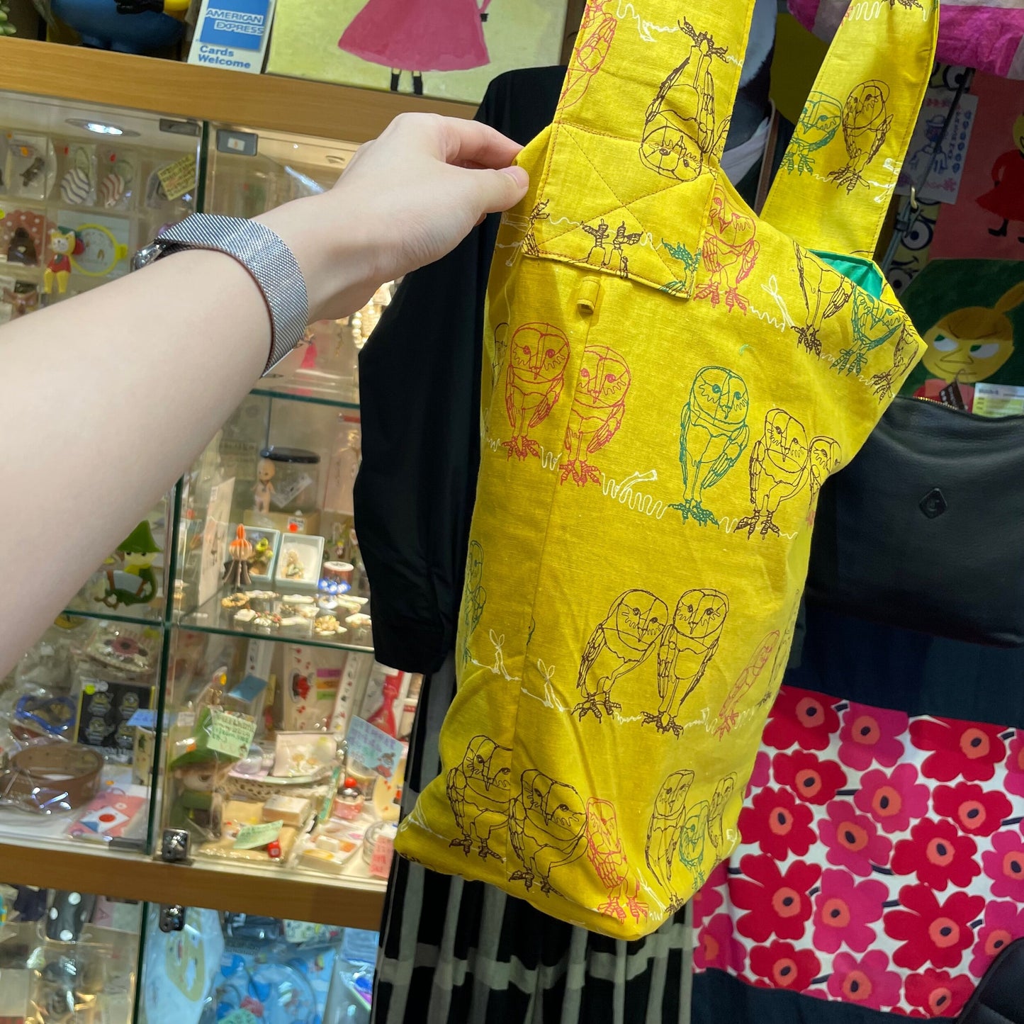 Handmade Owl Prints Tote Bag, fabric from Japan