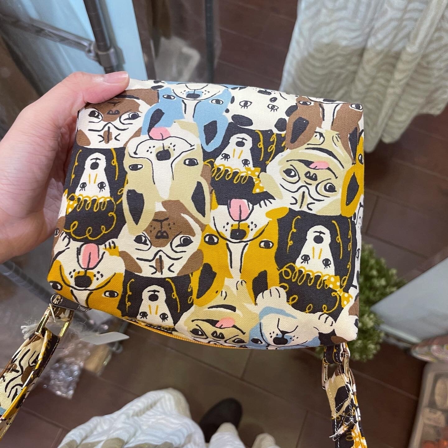 Handmade Dogs Prints Bag, fabric from Japan