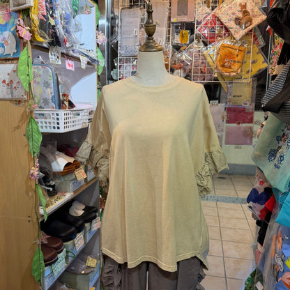 Yarra X Talk With Organic Dyeing Frill Long T-shirt, made in Japan