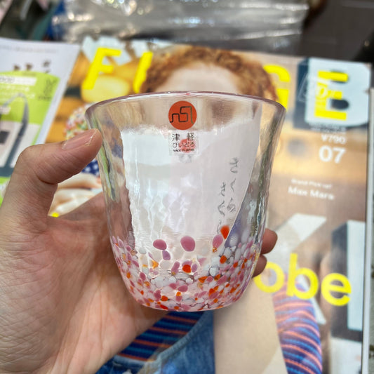 津軽 Handmade Sakura Glass, 260ml,  made in Japan