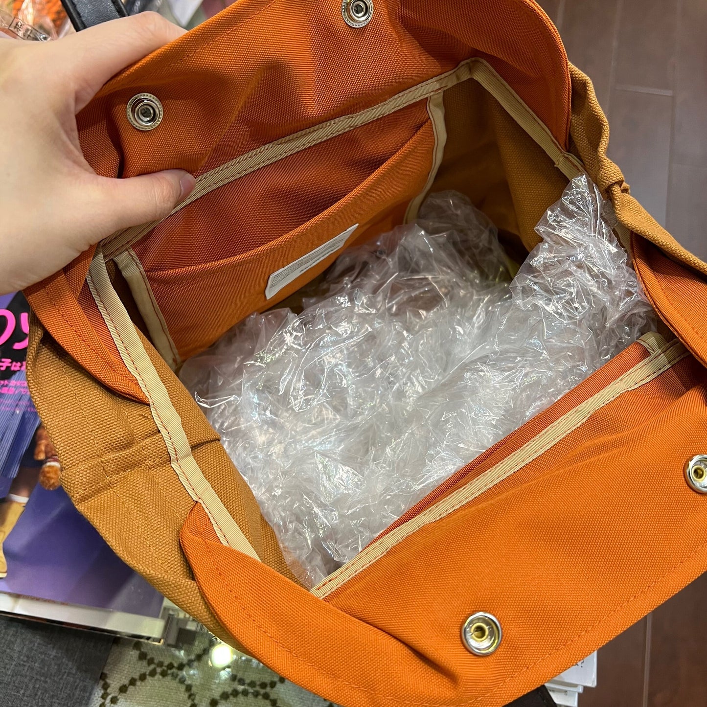 Sale- Anvocoeur Brown X Orange Canvas Handbag, made in Japan