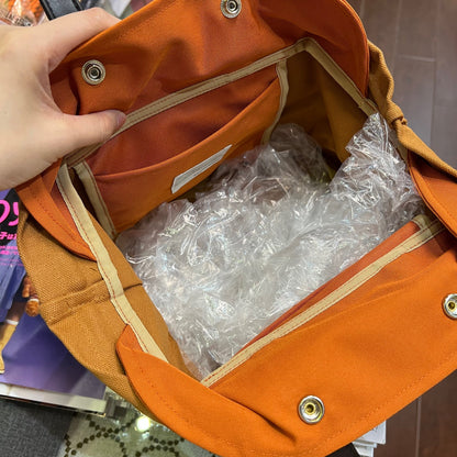Sale- Anvocoeur Brown X Orange Canvas Handbag, made in Japan