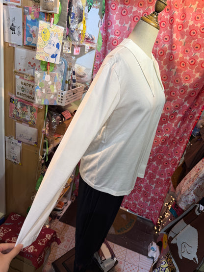 Mizuiro ind White Long Collar T-shirt, made in Japan