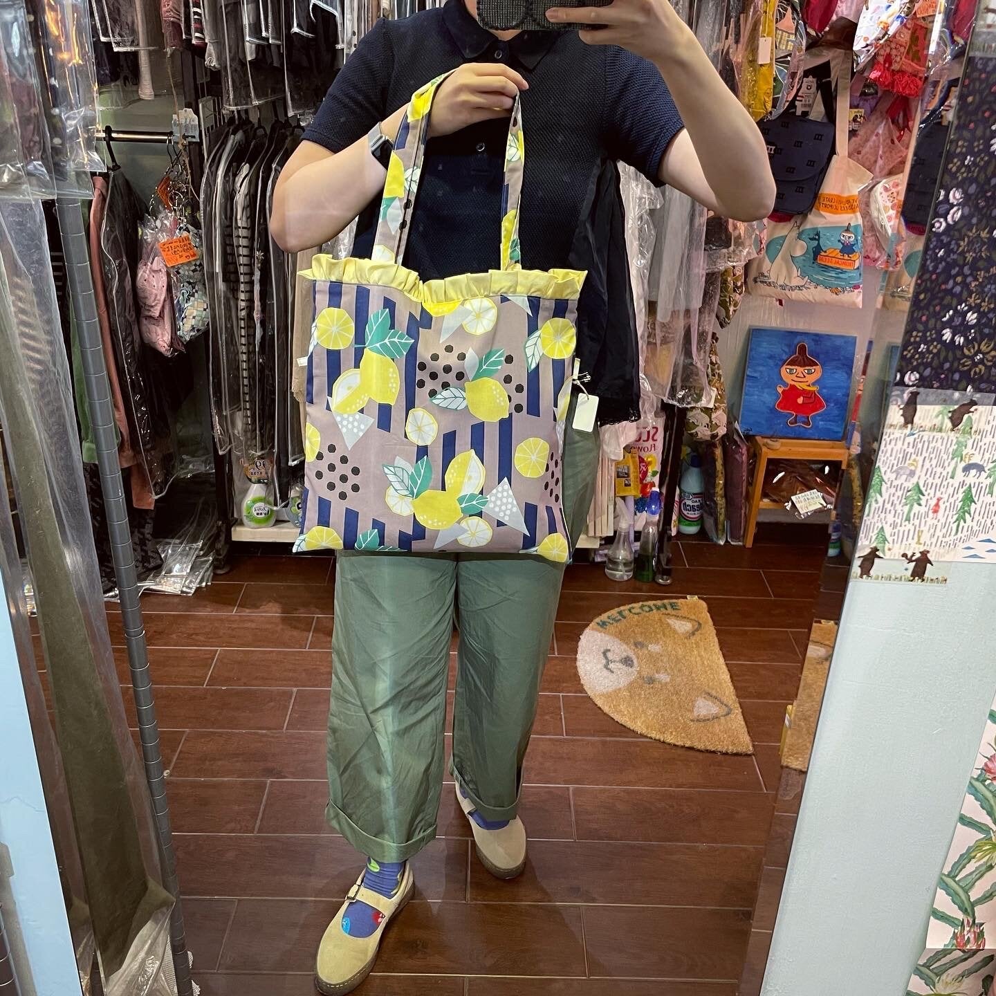 Handmade Lemon Tote Bag. Fabric from Japan