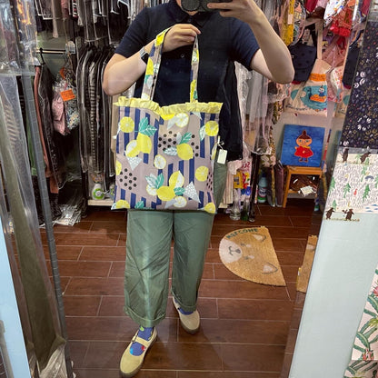 Handmade Lemon Tote Bag. Fabric from Japan