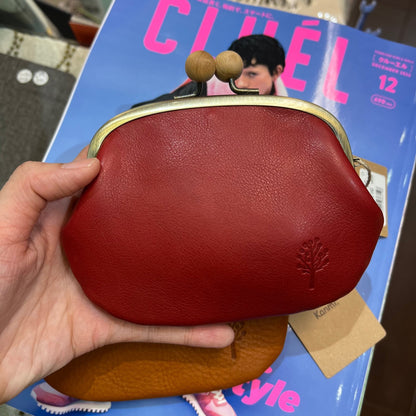 Sale- Kanmi Red Leather Coins Bag, Wallet, made in Japan