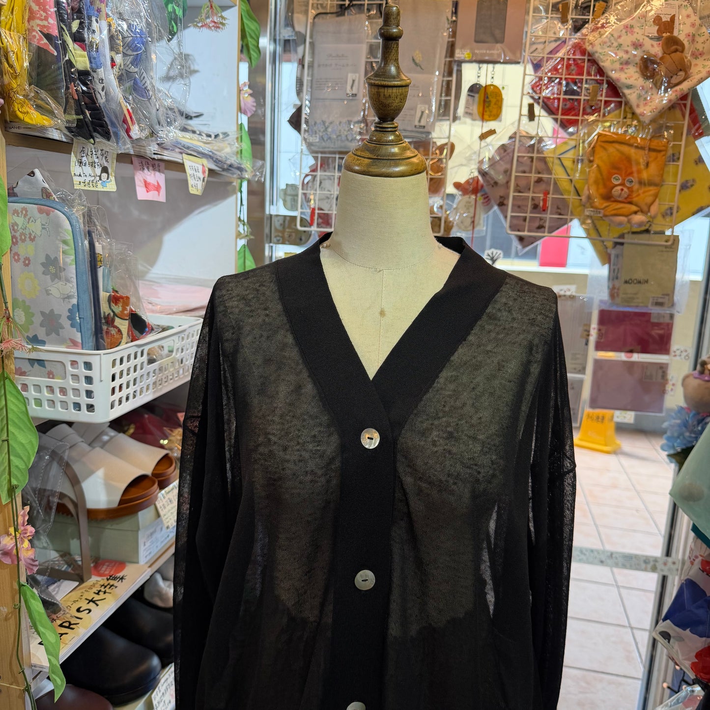Ichi Black Sheer Cardigan