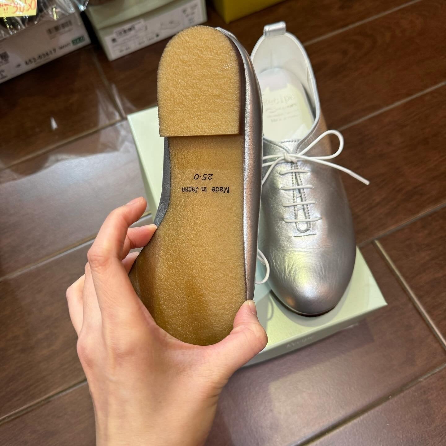 Recipe Silver Leather Shoes, size 25cm only , made in Japan