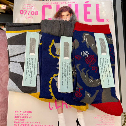 Fromf Print Socks, 3 Patterns, made in Japan