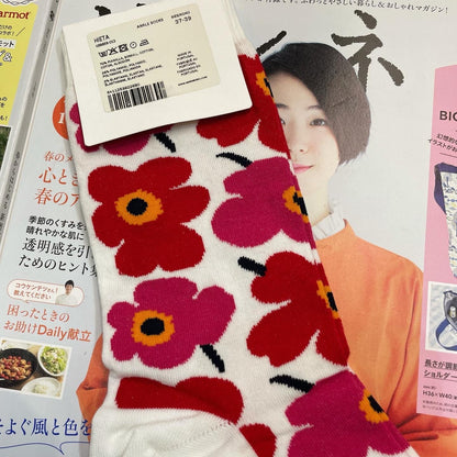 Marimekko Red Unikko Socks, size 37-39