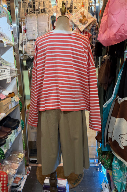 Diaries Striped 2 Way T-shirt, Cardigan, 2 Colors, made in Japan