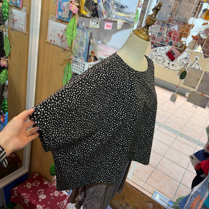 Mizuiro Ind Print Black Pullover Blouse, made in Japan