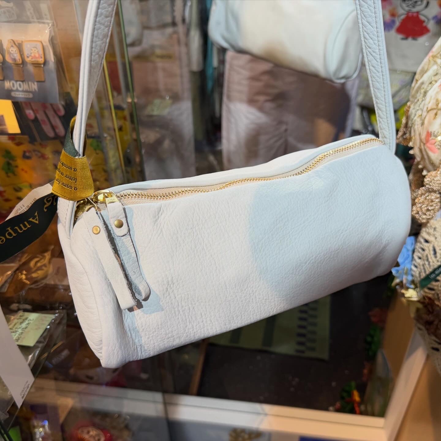 Sale- Ampersand Ivory Leather Bag, made in Japan