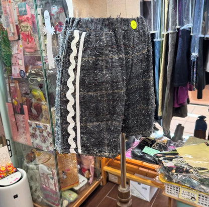 EXTRA30- Frankygrow Tweed Checked Brown Short Pants, made in Japan, size  F2