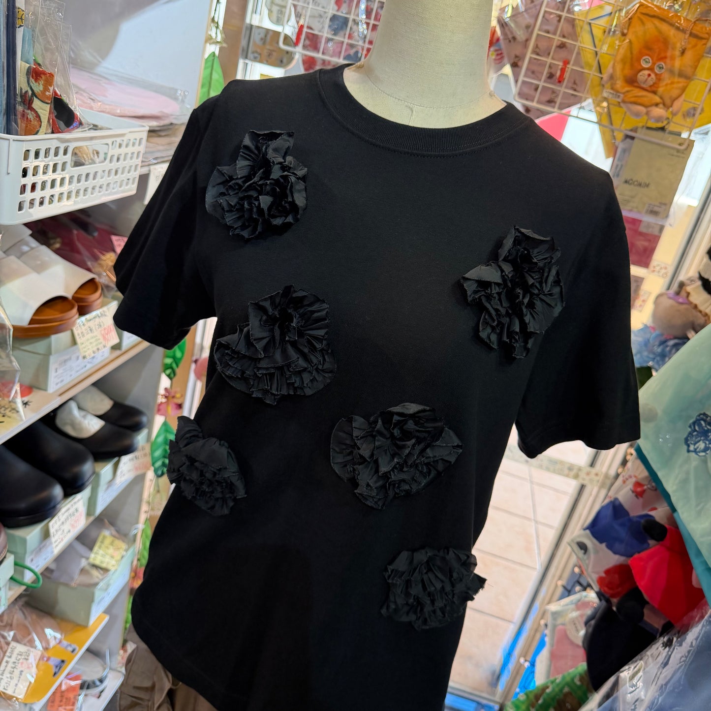Iki 3D Cupra Embroidery Flower T-shirt, 2 Colors, size S, M, made in Japan