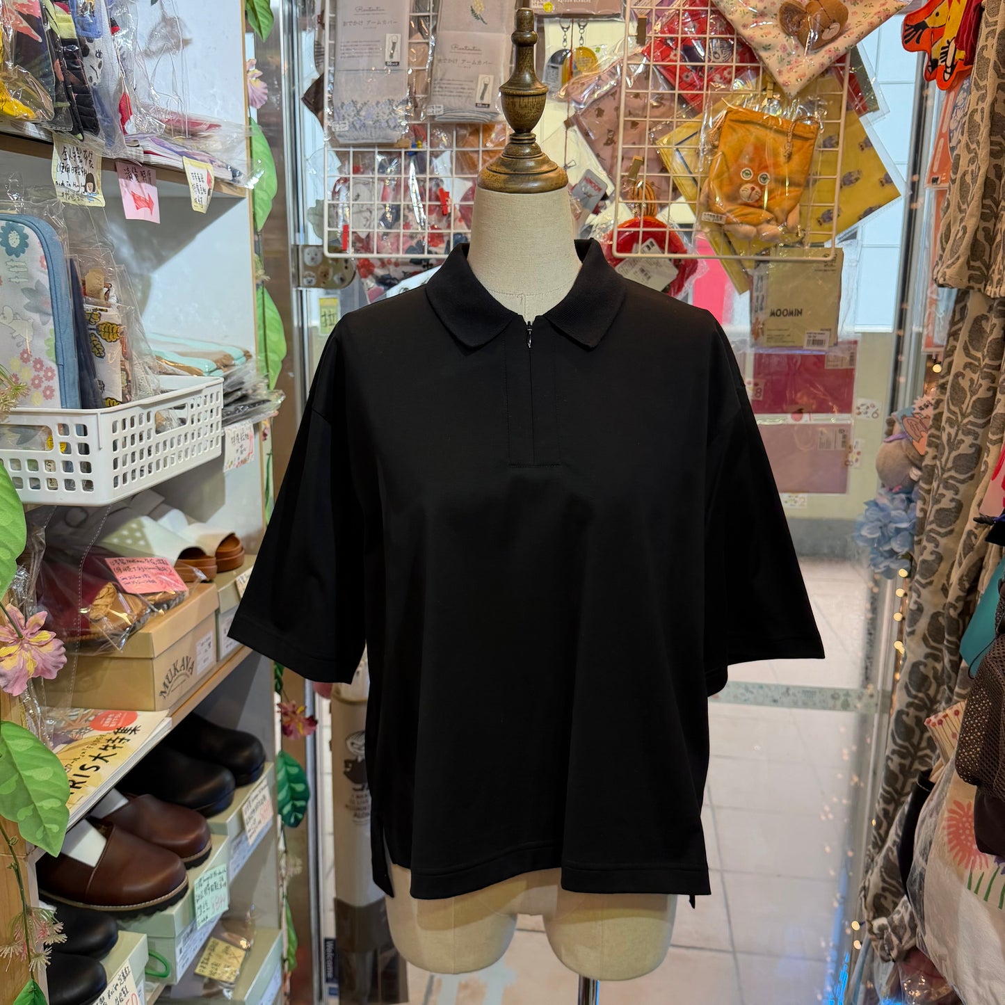 Mizuiro Ind Black Polo Shirt, made in Japan