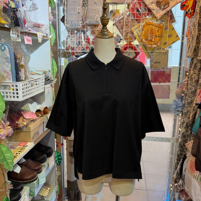 Mizuiro Ind Black Polo Shirt, made in Japan