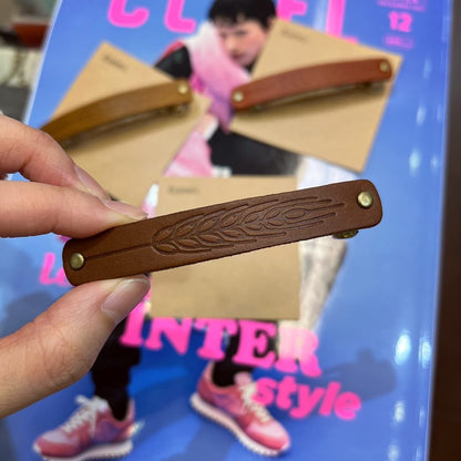 Kanmi Leather Hair Clips, 3 Colors, made in Japan