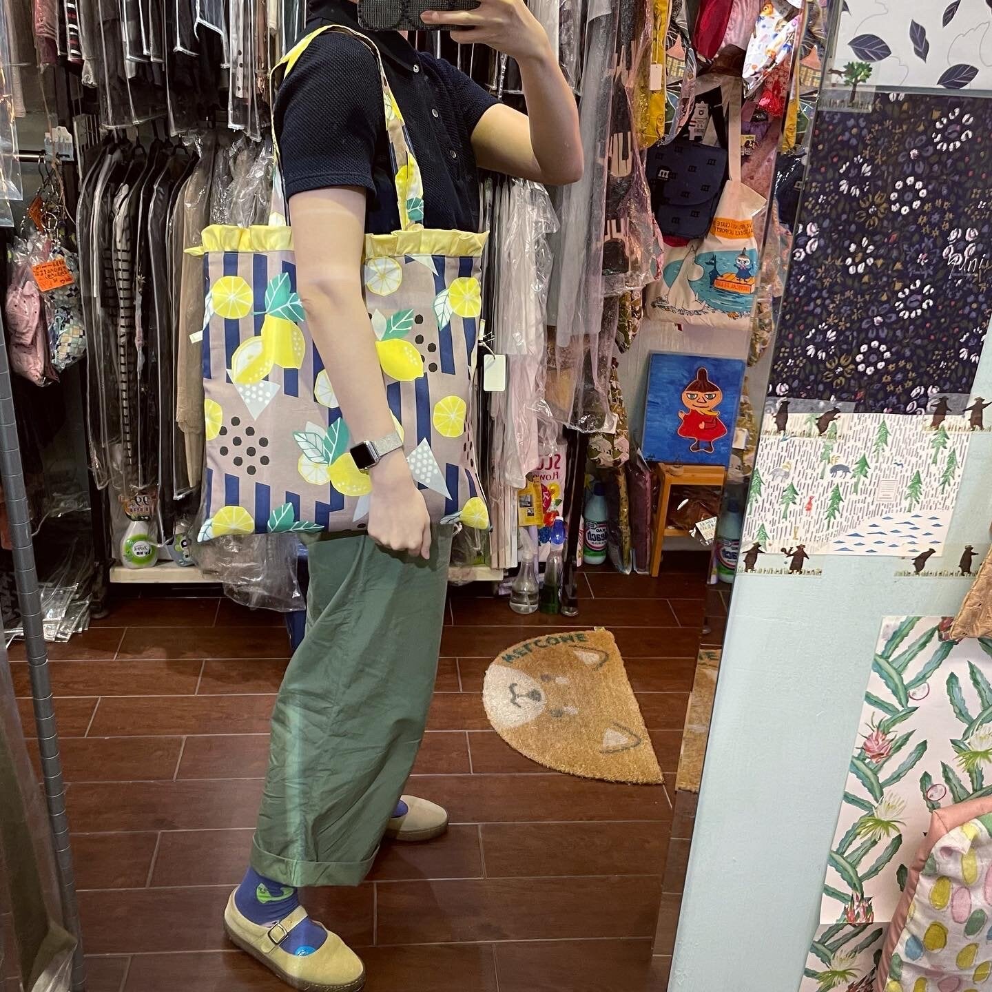 Handmade Lemon Tote Bag. Fabric from Japan