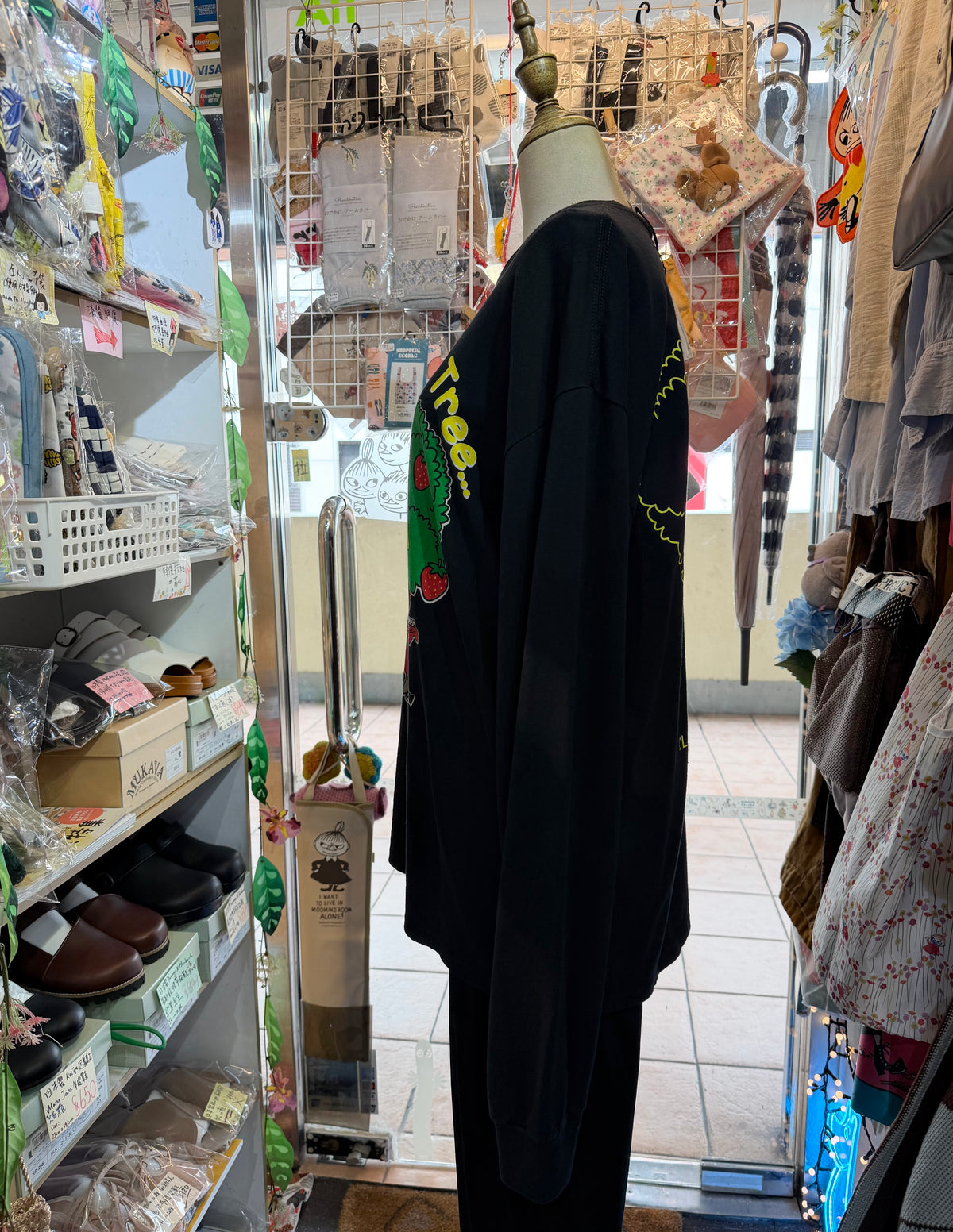 RNA Tree and Strawberry Black Long T-shirt, made in Japan