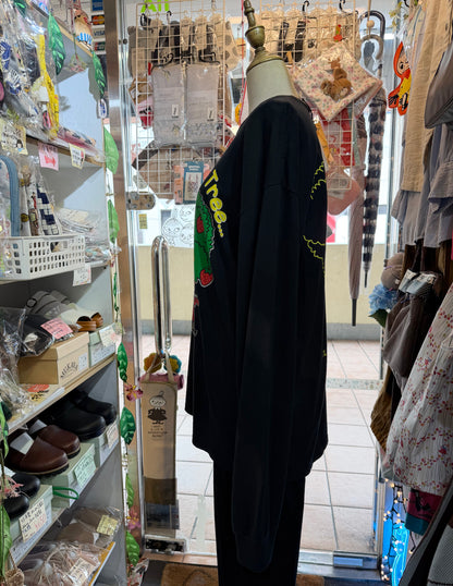 RNA Tree and Strawberry Black Long T-shirt, made in Japan