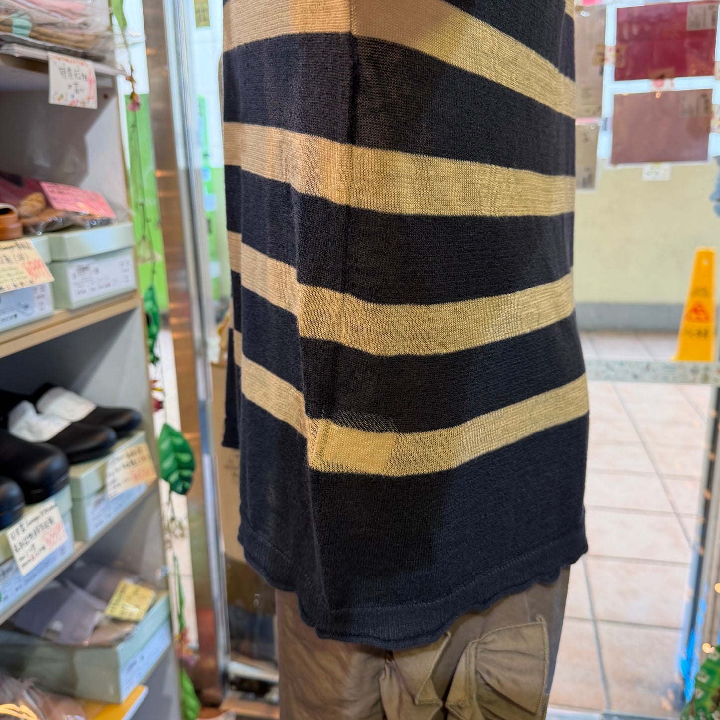 Ichi Blue X Pink Striped Linen-blend Pullover Blouse