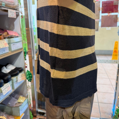 Ichi Blue X Pink Striped Linen-blend Pullover Blouse