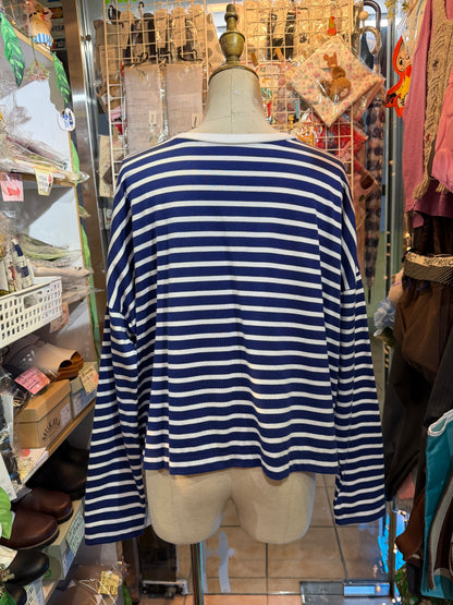 Diaries Striped 2 Way T-shirt, Cardigan, 2 Colors, made in Japan