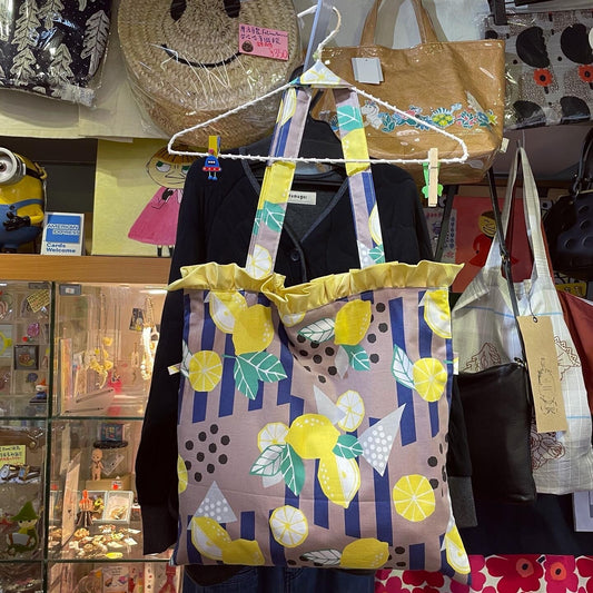 Handmade Lemon Tote Bag. Fabric from Japan