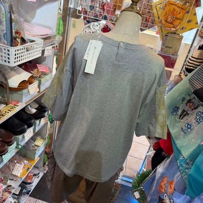 Cotton … Patchworks Grey T-shirt, made in Japan