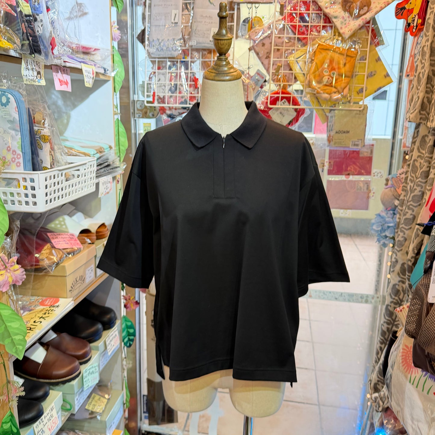 Mizuiro Ind Black Polo Shirt, made in Japan