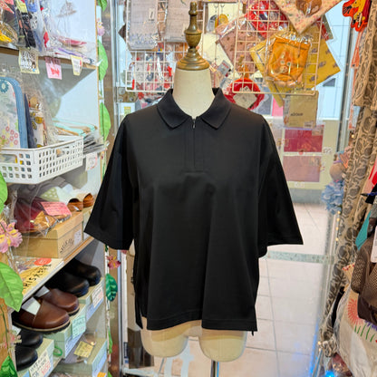 Mizuiro Ind Black Polo Shirt, made in Japan
