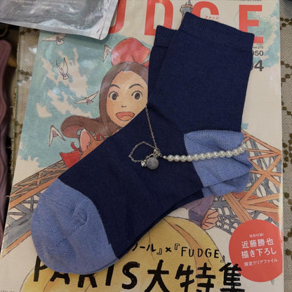 Tricote Blue Socks with Anklet, made n Japan