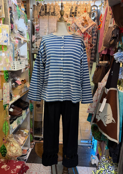 Ichi Antiquites Indigo Striped 2WAY Jacket, Top, made in Japan