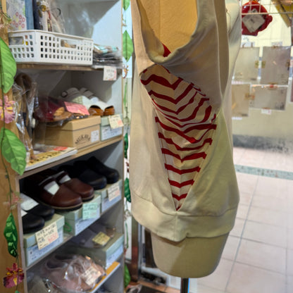 Munich Ivory X Red Striped Sweatshirt, made in Japan
