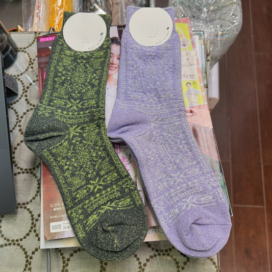 Meri Ja kuu Patterns Socks, 2 Colors, made in Japan