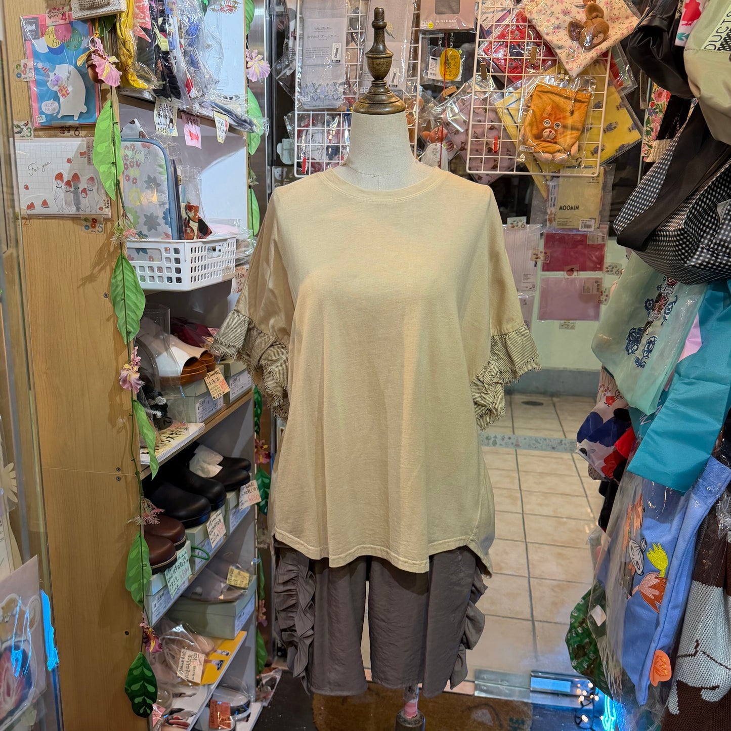Yarra X Talk With Organic Dyeing Frill Long T-shirt, made in Japan