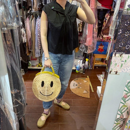 Sale- Fatima Morocco Smile Straw Bag, made in Morocco