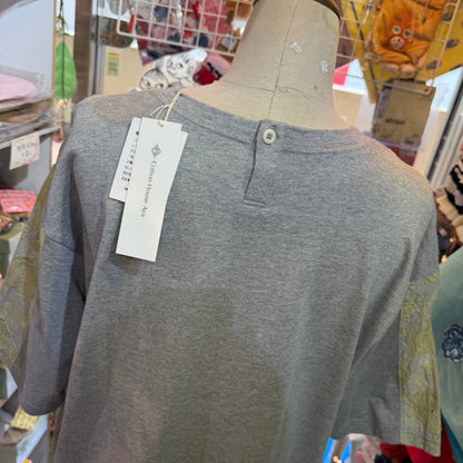 Cotton … Patchworks Grey T-shirt, made in Japan