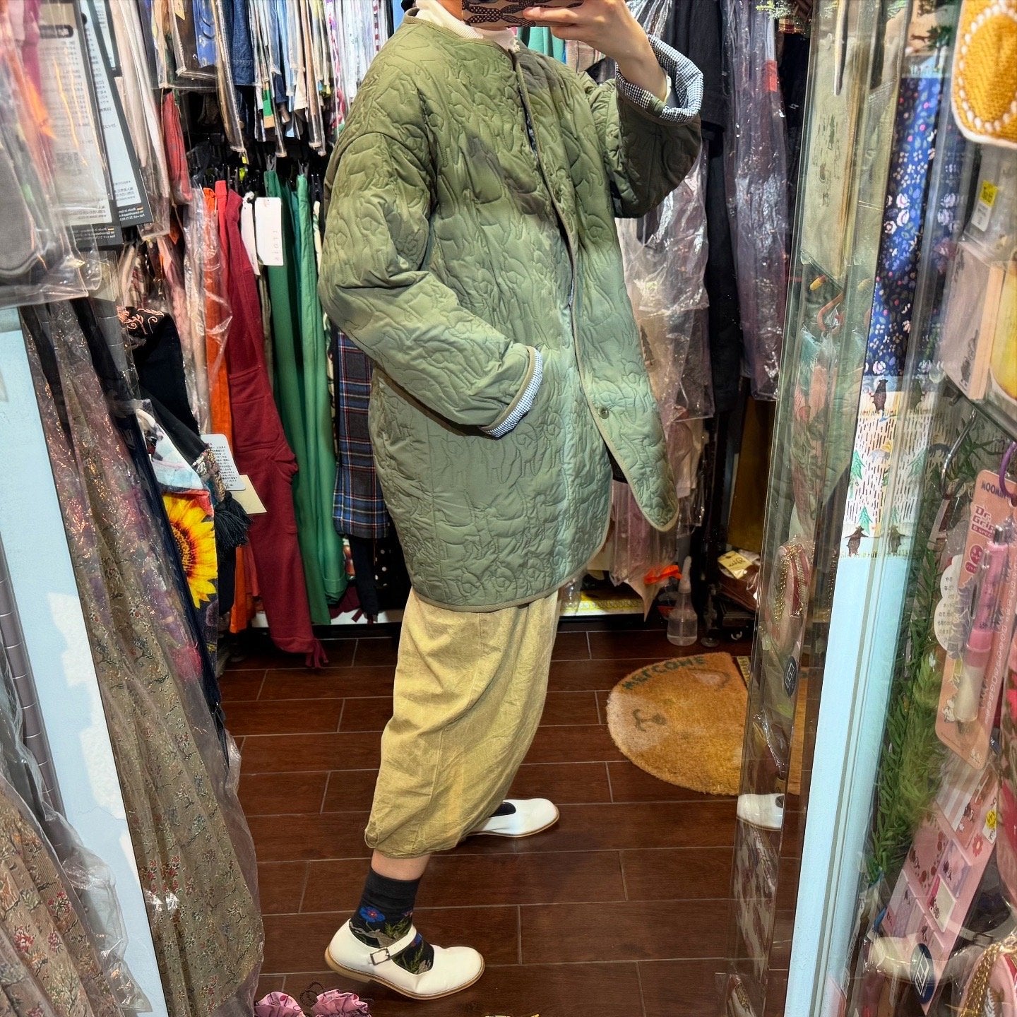 Sale- Haupia Dogs Embroidery Green Coat, made in Japan