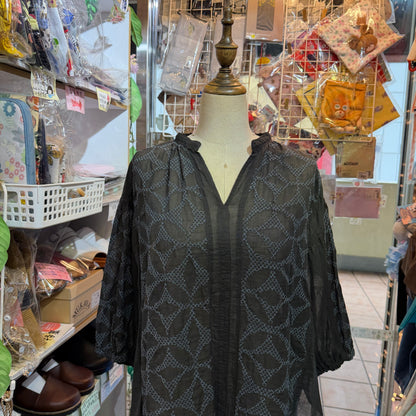 Estroislose Embroidery Charcoal Blouse, made in Japan