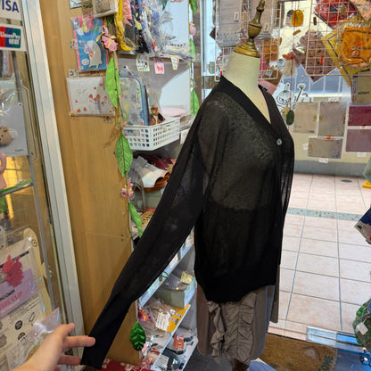 Ichi Black Sheer Cardigan