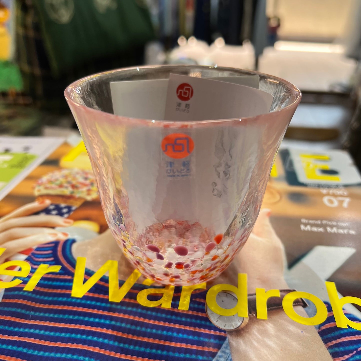 津軽 Handmade Sakura Glass, 260ml,  made in Japan