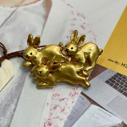 Palnart Poc Rabbits Brooch, made in Japan